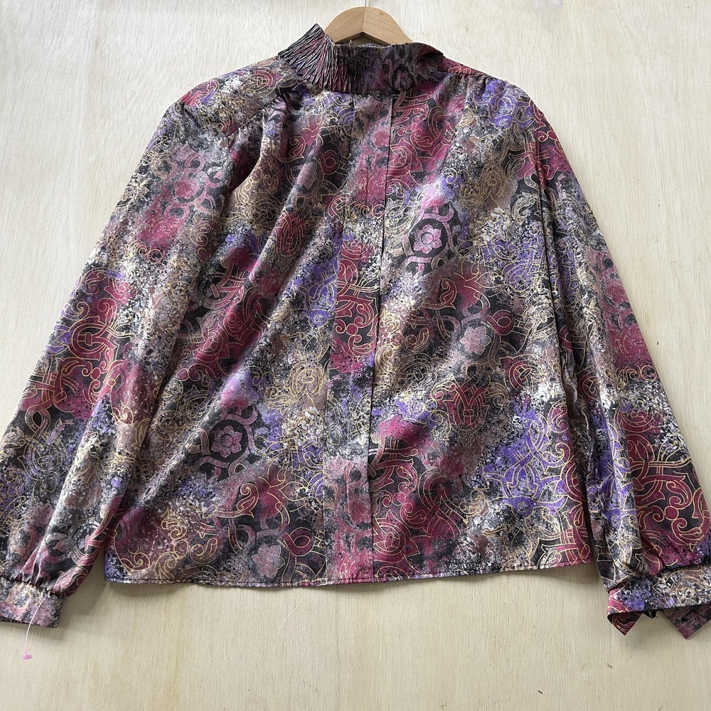 Vintage Cricket Lane Blouse Womens XL Multicolor Abstract Long Sleeve Top